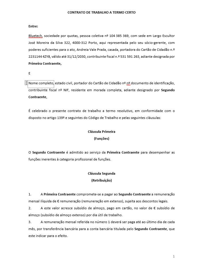 Contrato De Trabalho Modelo Word 9409